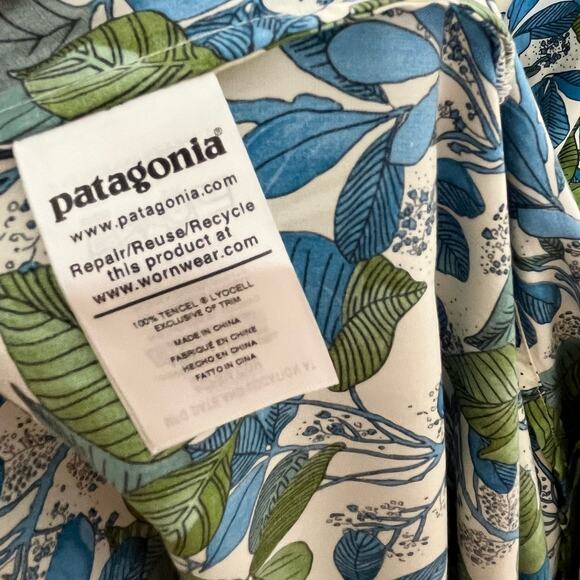Patagonia Pataloha Womens Strappy Maxi Dress XL Blue Green Floral V Neck Pockets - Picture 14 of 15